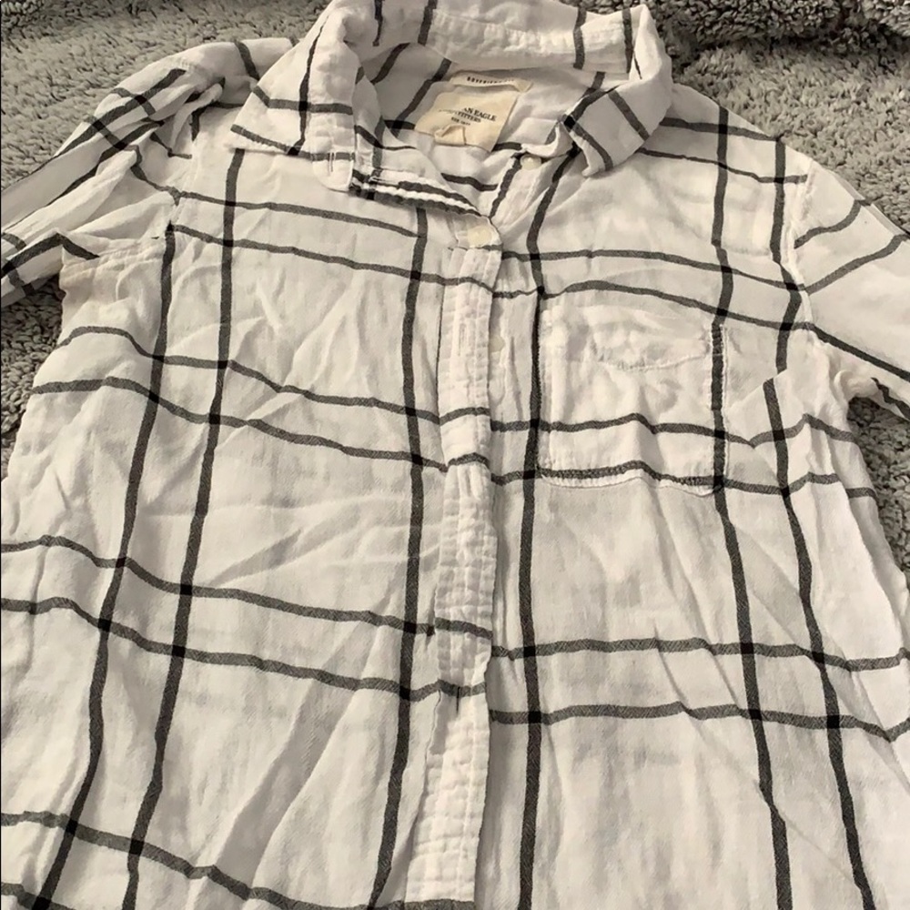 ✨ AEO Striped boyfriend fit button down shirt